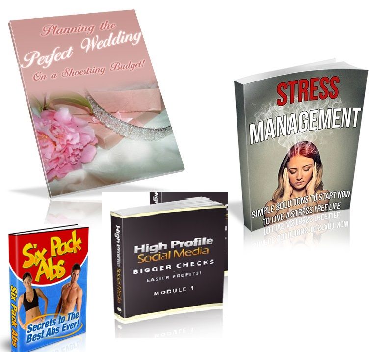 Bundle of Stress Management, Planning the Perfect Wedding, High Profile Social Media Marketing & Six Pack Abs